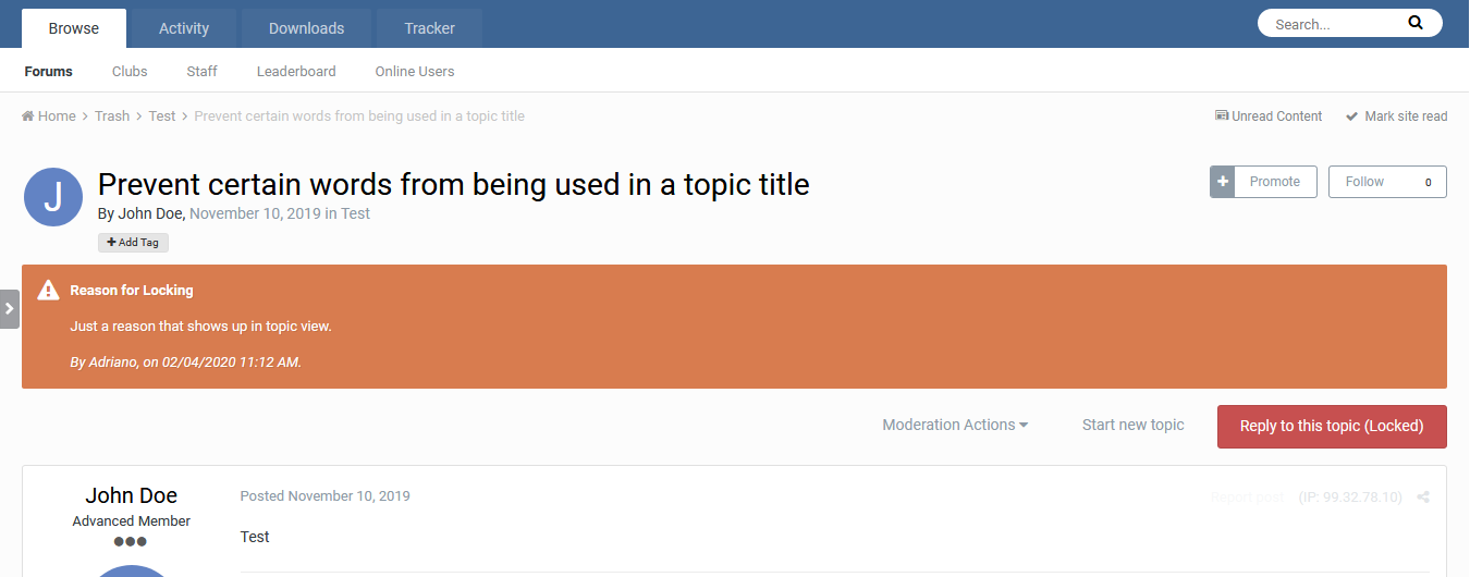 Reason For Locking Topics