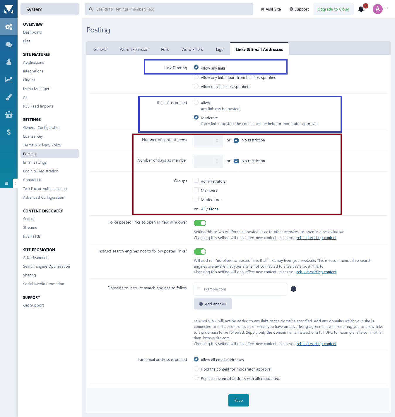 Enhanced Links Moderation